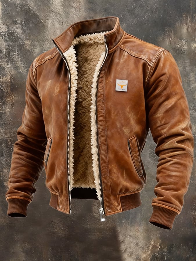 Thaddeus - Men's Sherpa Lined Faux Leather Jacket