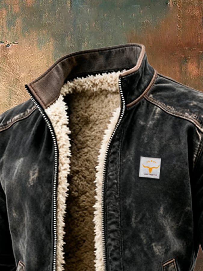 Thaddeus - Men's Sherpa Lined Faux Leather Jacket