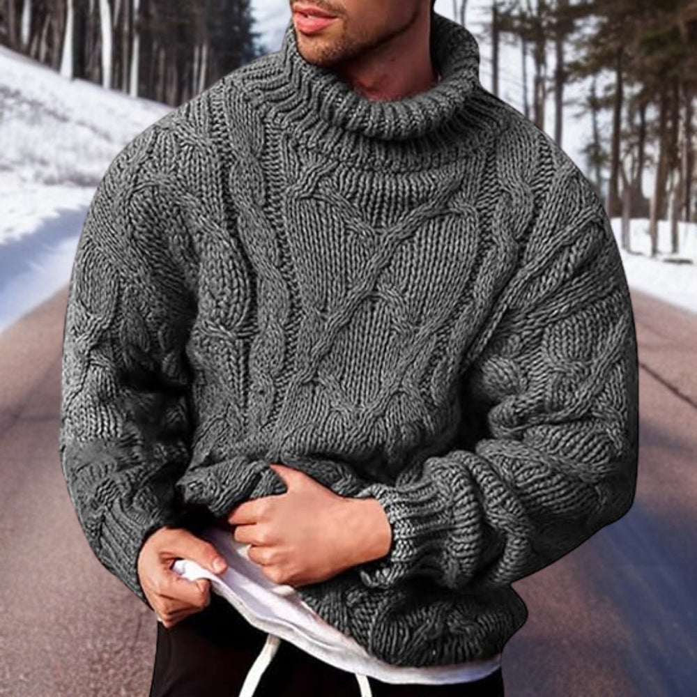 Theo - Men's Cable Knit Turtleneck Sweater