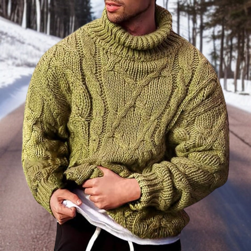 Theo - Men's Cable Knit Turtleneck Sweater