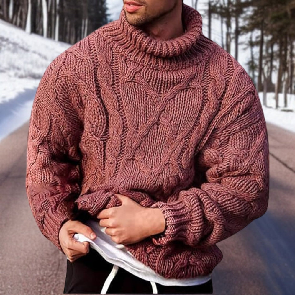 Theo - Men's Cable Knit Turtleneck Sweater