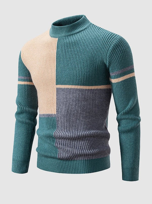 Valentin - Men's Color Block Mock Neck Turtleneck Sweater