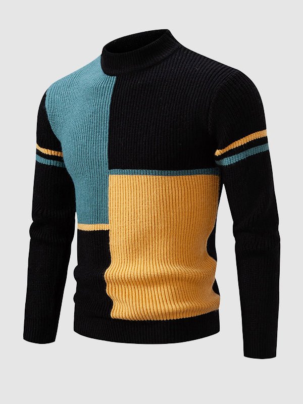 Valentin - Men's Color Block Mock Neck Turtleneck Sweater