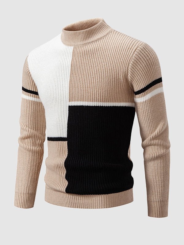 Valentin - Men's Color Block Mock Neck Turtleneck Sweater