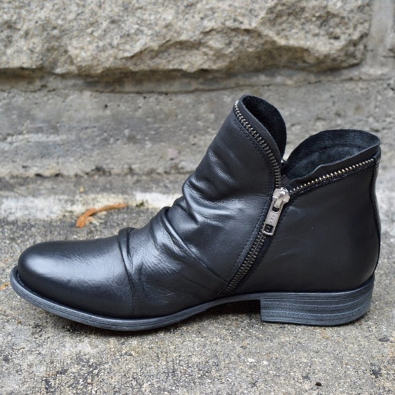Vesper - Women's Leather Zip Up Ankle Boots
