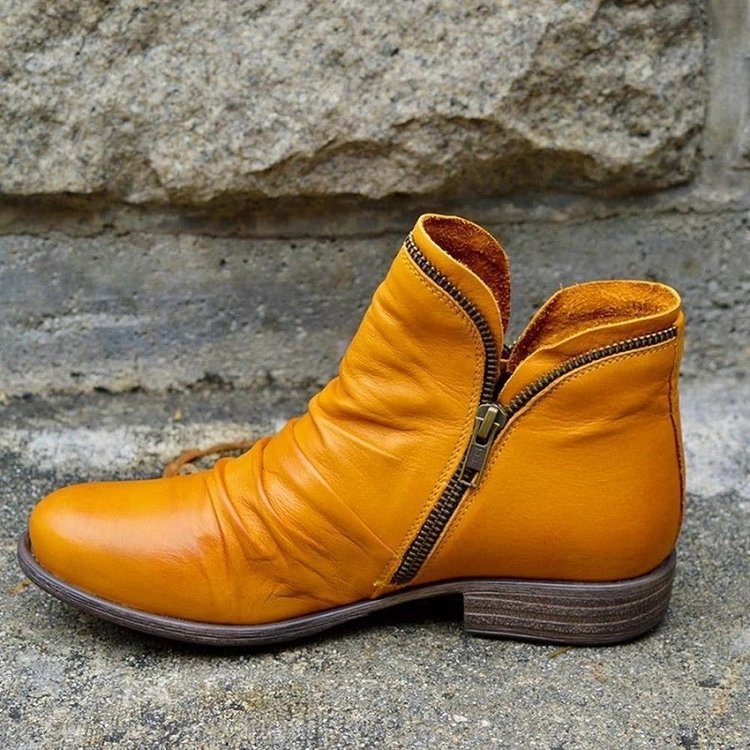 Vesper - Women's Leather Zip Up Ankle Boots