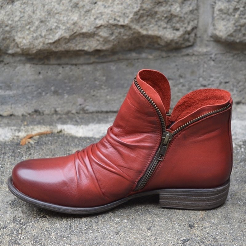 Vesper - Women's Leather Zip Up Ankle Boots