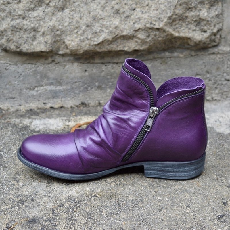 Vesper - Women's Leather Zip Up Ankle Boots