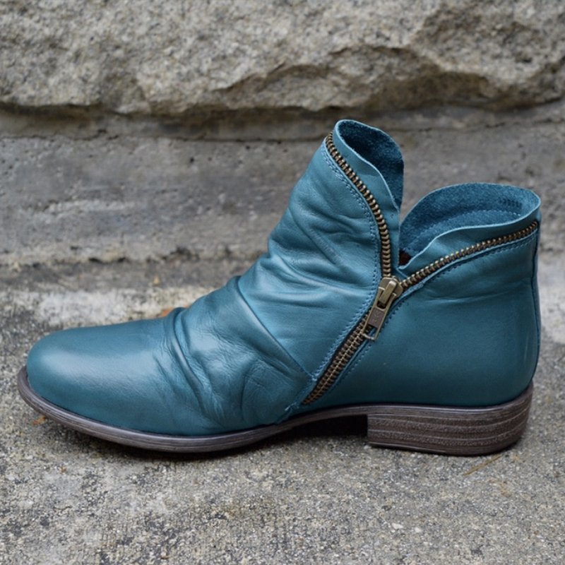 Vesper - Women's Leather Zip Up Ankle Boots