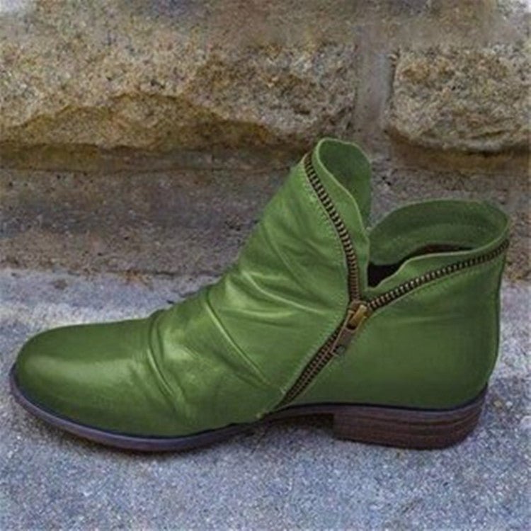 Vesper - Women's Leather Zip Up Ankle Boots