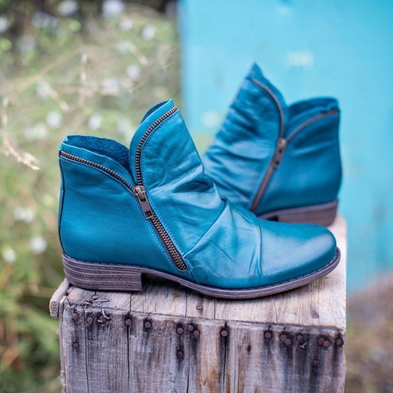 Vesper - Women's Leather Zip Up Ankle Boots
