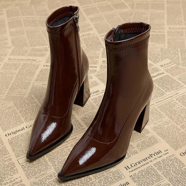 Vivienne - Women's Pointed Toe Heeled Ankle Boots