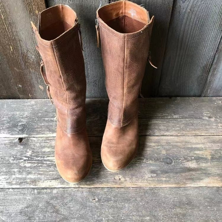 Winifred - Women's Leather Mid Calf Ankle Boots