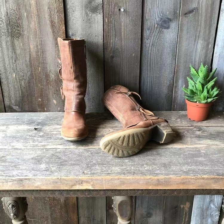 Winifred - Women's Leather Mid Calf Ankle Boots