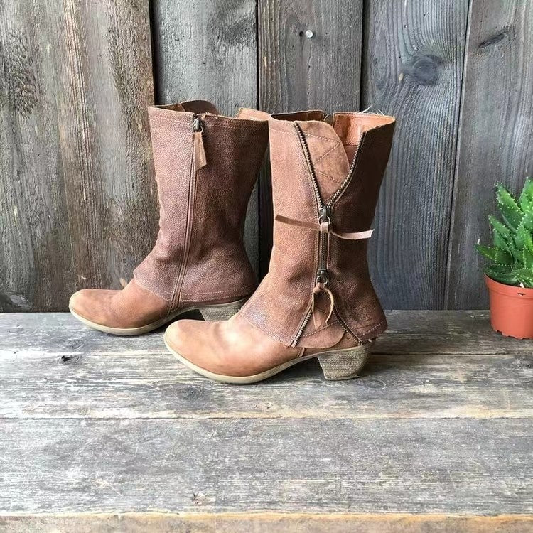 Winifred - Women's Leather Mid Calf Ankle Boots