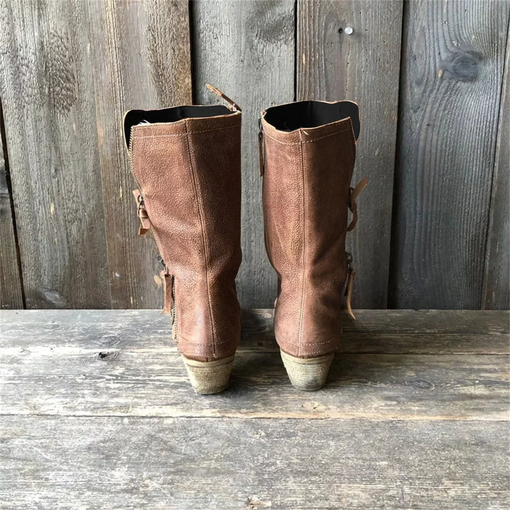 Winifred - Women's Leather Mid Calf Ankle Boots