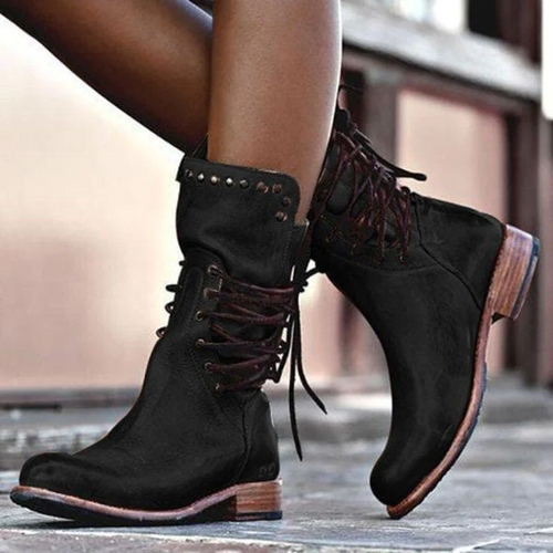 Xenia - Women's Lace Up Combat Ankle Boots