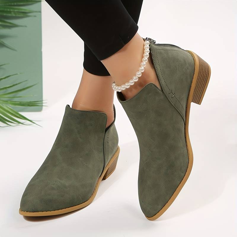 Yolande - Women's Leather Heeled Ankle Boots