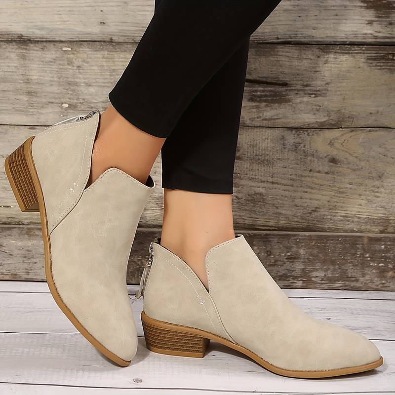 Yolande - Women's Leather Heeled Ankle Boots