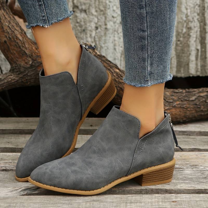 Yolande - Women's Leather Heeled Ankle Boots