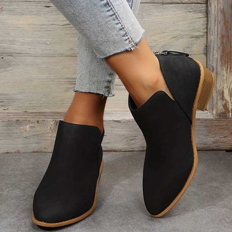 Yolande - Women's Leather Heeled Ankle Boots