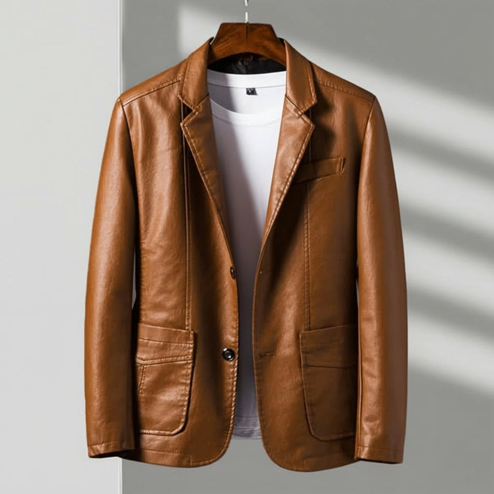 Zachary - Men's Faux Leather Blazer Jacket