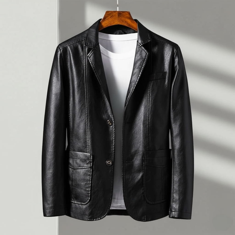 Zachary - Men's Faux Leather Blazer Jacket