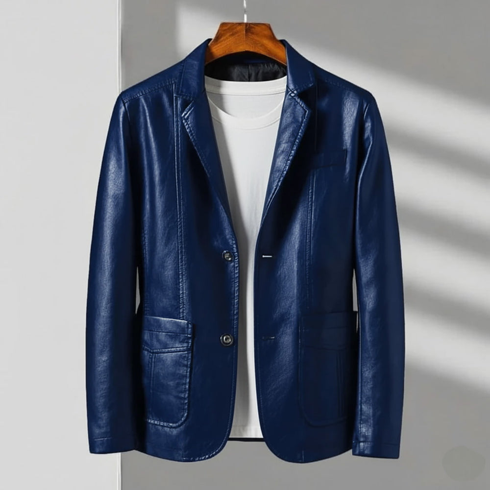Zachary - Men's Faux Leather Blazer Jacket