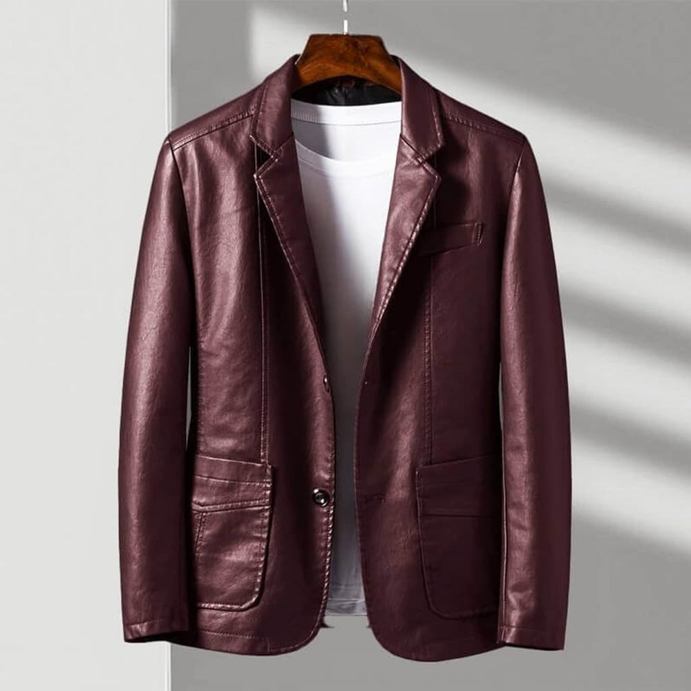 Zachary - Men's Faux Leather Blazer Jacket