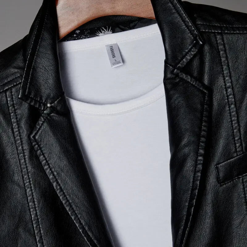 Zachary - Men's Faux Leather Blazer Jacket