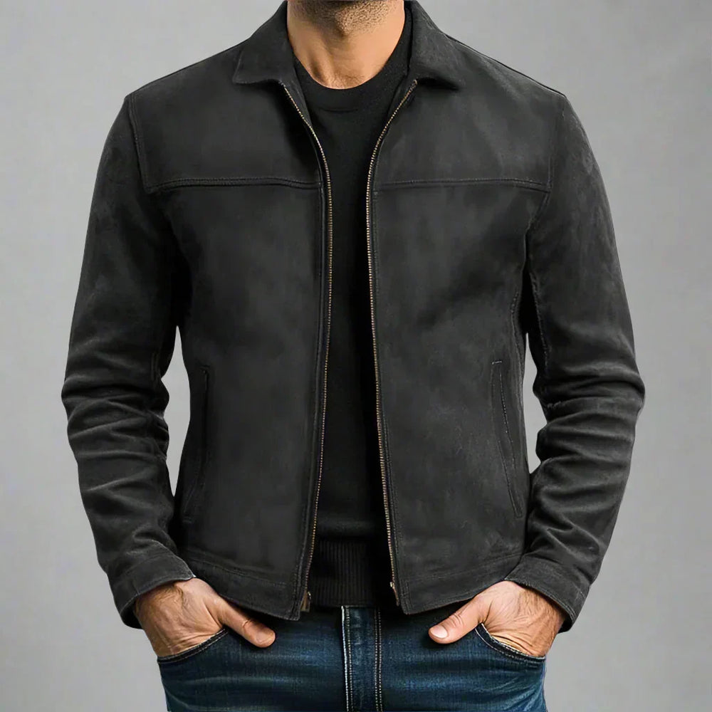 Zane - Men's Suede Zip Up Bomber Jacket