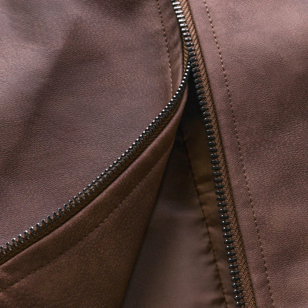 Zane - Men's Suede Zip Up Bomber Jacket